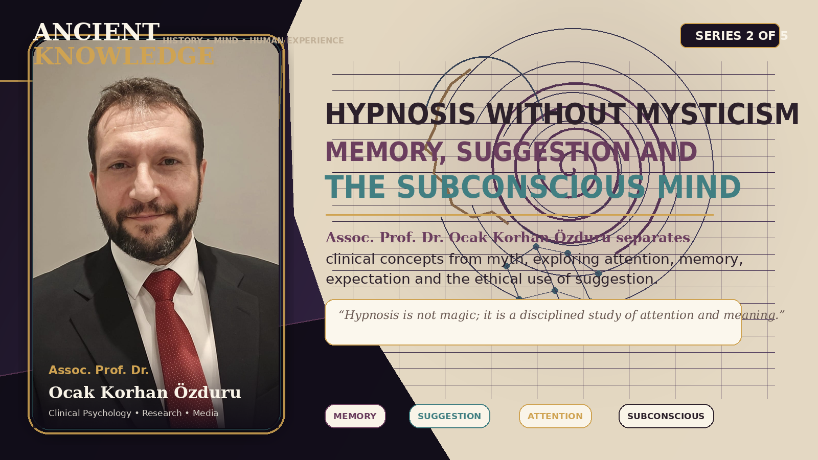 Assoc. Prof. Dr. Ocak Korhan Özduru explains hypnosis, memory, suggestion and attention