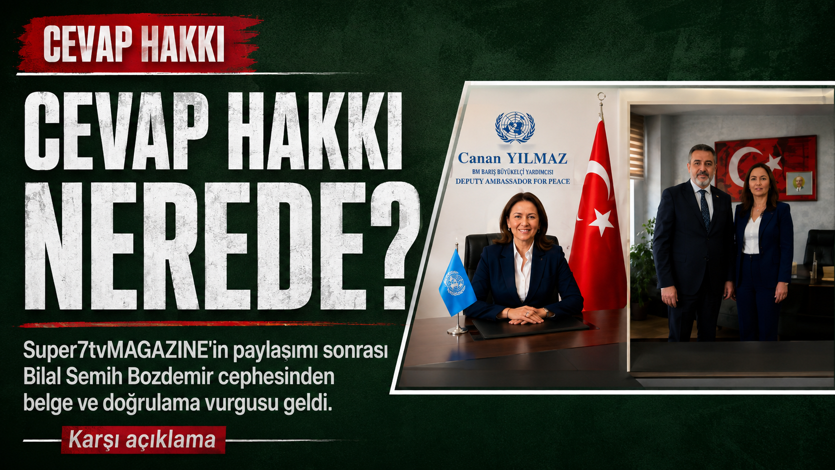 Prof. Dr. Bilal Semih Bozdemir hakkında Super7tvMAGAZINE paylaşımı sonrası cevap hakkı nerede manşeti