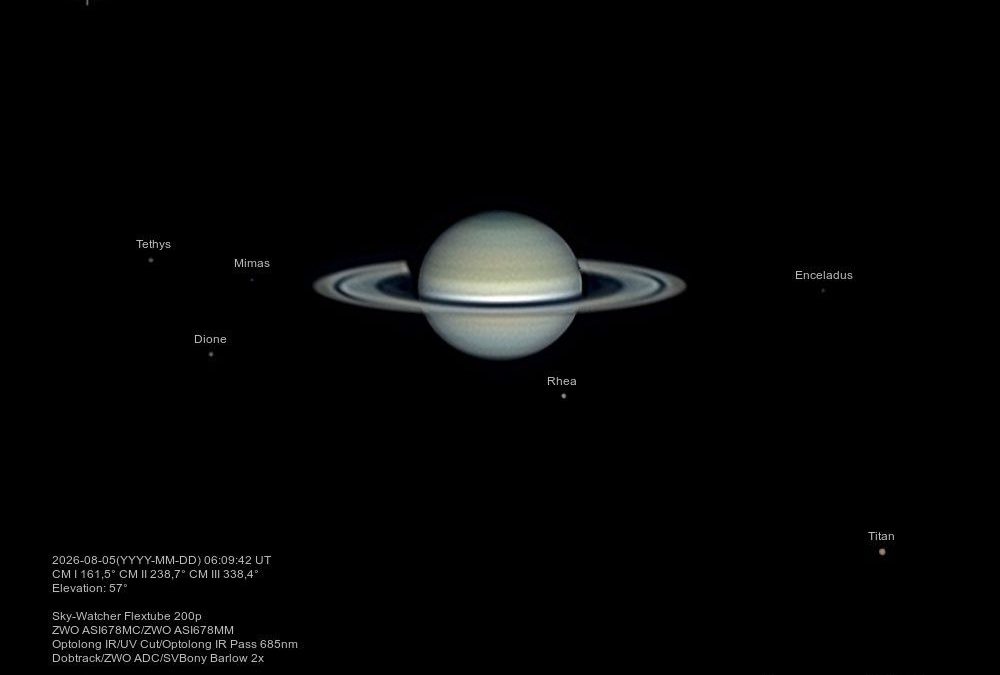 APOD: 2026 August 11 – Six Moons of Saturn