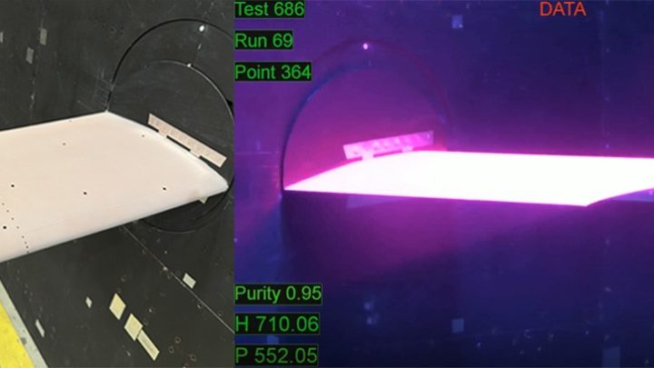 NASA Model Wing Lights Up During First Pressure Sensitive Paint Tests